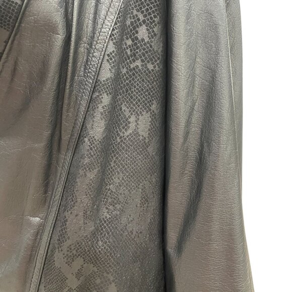 Vintage Black Leather Oversized Jacket Exotic Korea Moto Streetwear Baddie XL - Picture 10 of 16